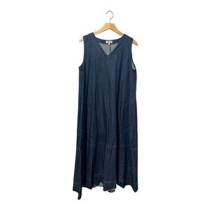 8-Bosky Denim Maxi Dress Women's L/XL Casual Sleeveless Minimalist Pockets